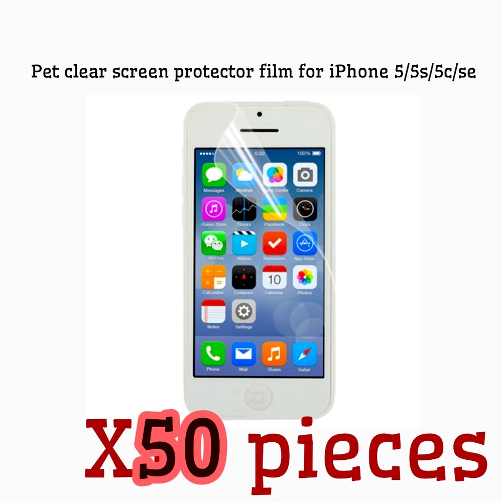 Pet clear screen protector film for iPhone 5/5s/5c/se x50